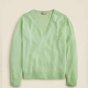 J.Crew Oversized Featherweight Cashmere V-Neck Sweater Soft Green S $188 CJ437